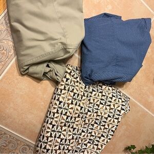 Bundle of 3 Mixed Men’s Pants Bundle - Khaki, Blue Check & Geometric Print
